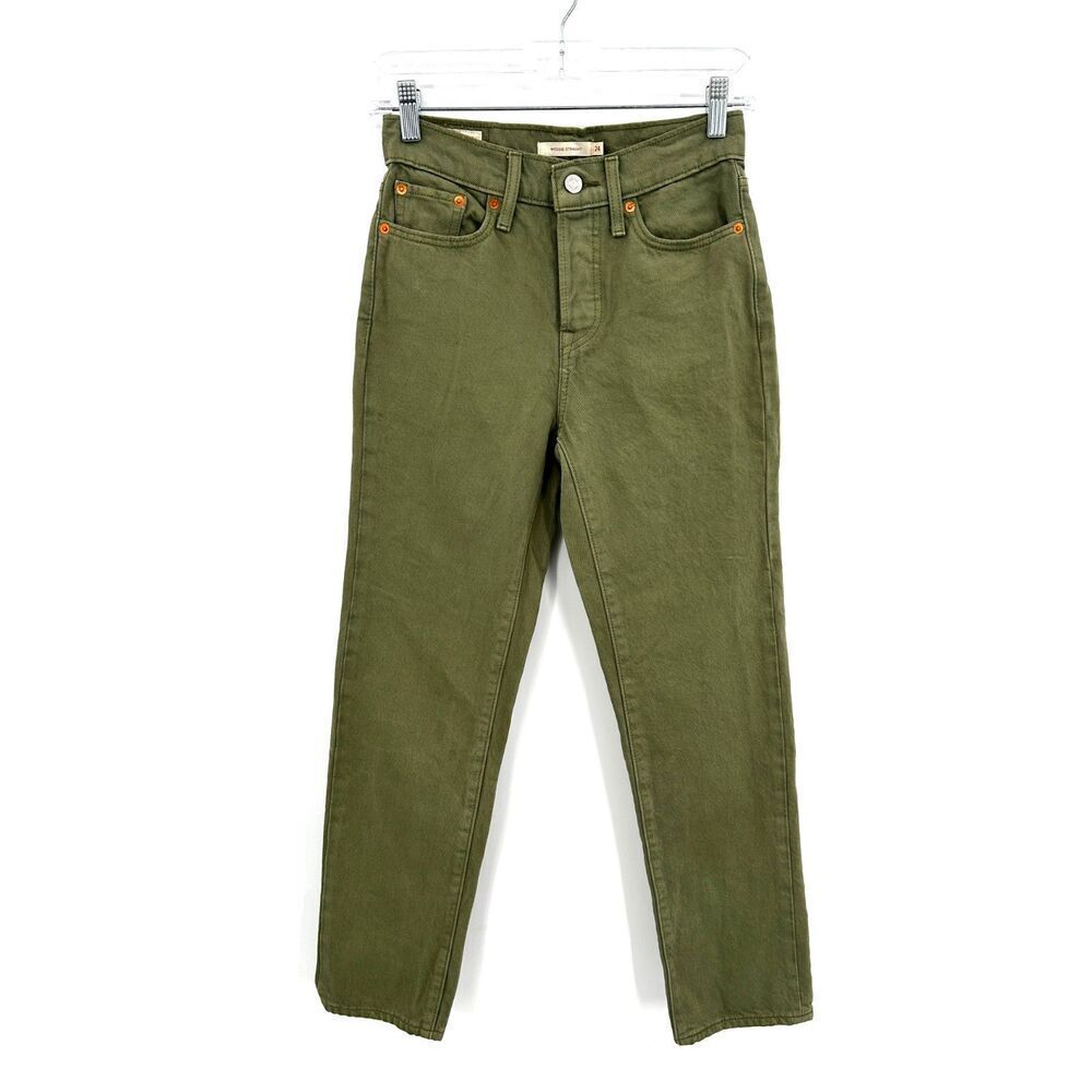 LEVI'S Women's Army Green Wedgie Straight Leg Button Fly Denim Jeans Size 24